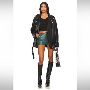 Superdown Blaire Faux Suede Shorts in Teal Snake - NWT